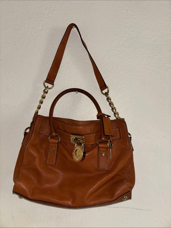 Michael Kors Handbags - Michael Kors Cognac Leather Satchel with Gold Hardware